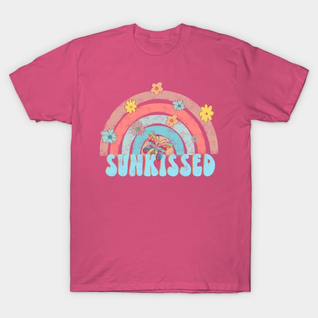 SUNKISSED, rainbow, pastel, summer, butterfly, flowers, floral, gift T-Shirt by Sheila’s Studio